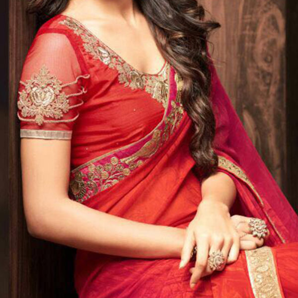 Red Heavy Work Saree Sri Lanka
