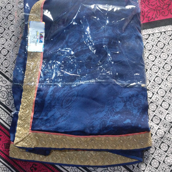 Blue & Pink Heavy Work Saree Sri Lanka