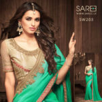 Green and Gold Heavy Work Saree Sri Lanka