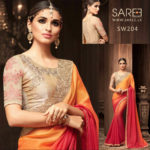 Red and Orange Heavy Work Saree Sri Lanka