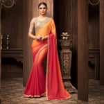 Red and Orange Heavy Work Saree Sri Lanka