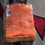 Orange Saree Heavy Work Green Blouse