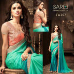 Green Shaded Heavy Work Saree Sri Lanka