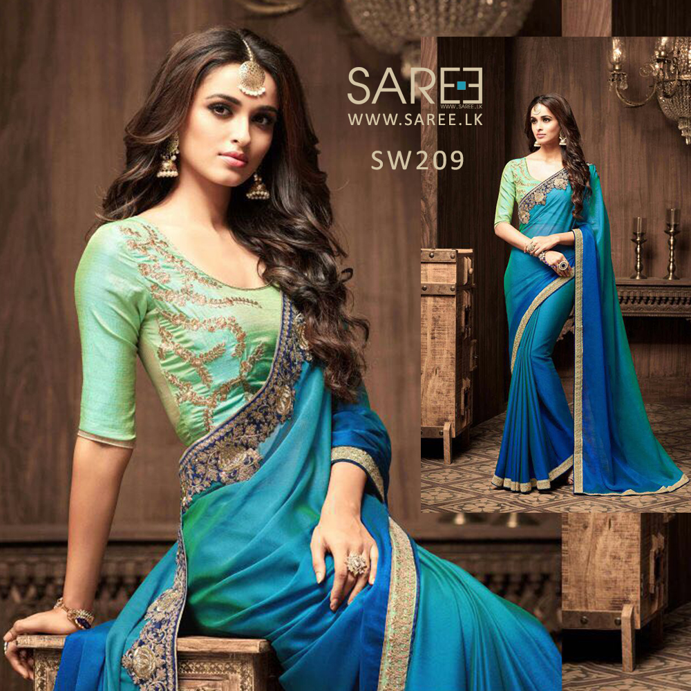 Blue Shaded Heavy Work Saree Sri Lanka  Online Saree  shop