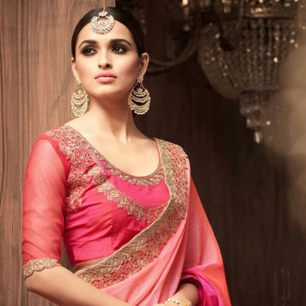Pink Saree with Heavy Work Jacket - Sri Lanka Online Saree shopping