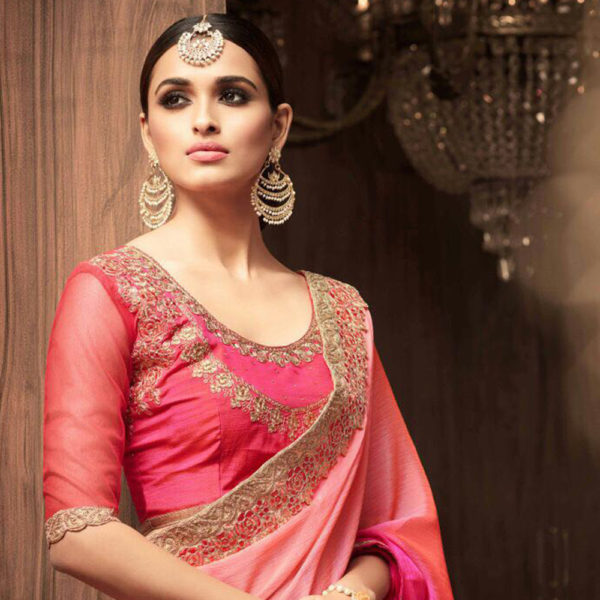 Pink Saree with Heavy Work Jacket sri lanka