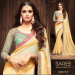 Yellow and Pink Heavy Work Saree Sri lanka