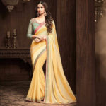 Yellow and Pink Heavy Work Saree Sri lanka