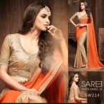Gold and Orange Heavy Work Saree Sri Lanka