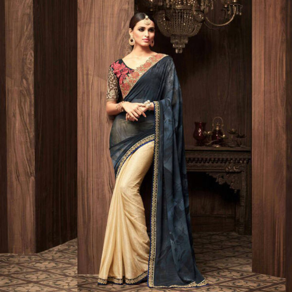 Black and Gold Heavy Work Saree Sri Lanka
