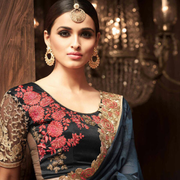 Black and Gold Heavy Work Saree Sri Lanka