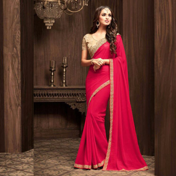 Pink and Gold Heavy Work Saree Sri Lanka