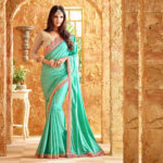 Aqua Colour Georgette Saree with Heavy Blouse Design Sri Lanka