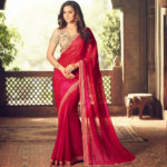 Red and Gold Party Wear Saree Sri lanka