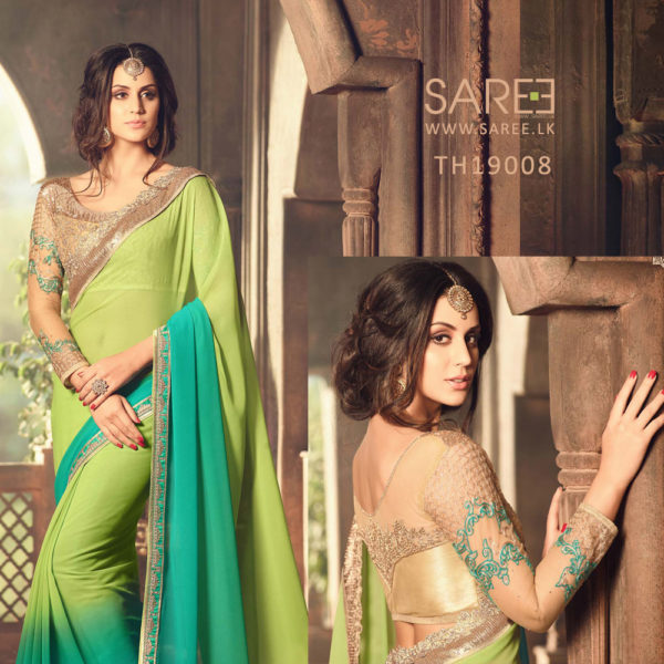 Aqua Colour Georgette Saree with Heavy Blouse Design - Sri Lanka Online  Saree shopping
