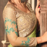 Green Color Georgette Saree with Heavy Blouse Design Sri Lanka