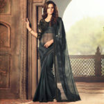 Black Colour Saree with Heavy Blouse Design Sri Lanka