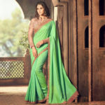 Green Colour Georgette Saree with Heavy Blouse Design Sri Lanka