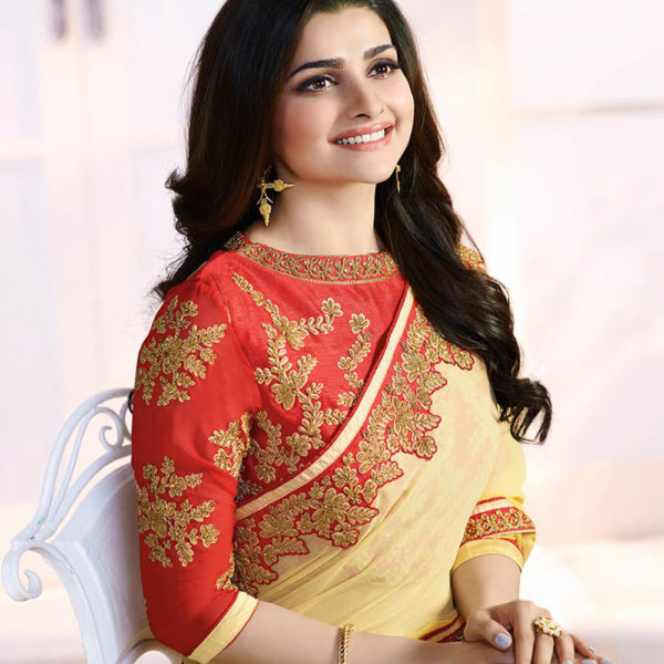 Yellow Shaded Embroidered Georgette Saree Sri Lanka