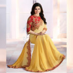 Yellow Shaded Embroidered Georgette Saree Sri Lanka