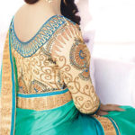 Green Shaded Embroidered Georgette Saree Sri Lanka