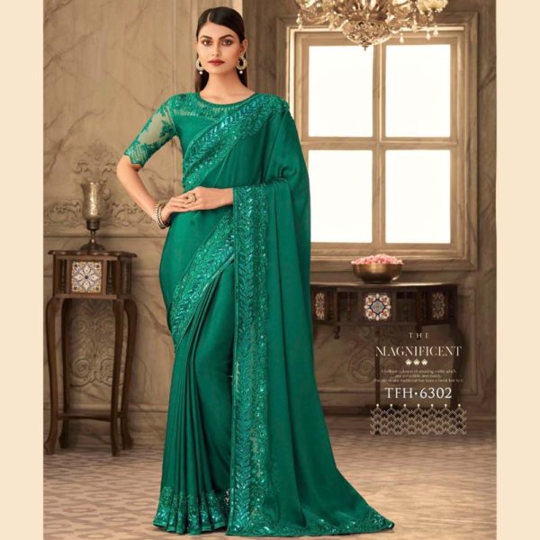 Mint Green Organza Silk Saree