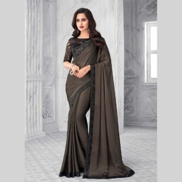 Dark Brown Party Wear Saree - Sri Lanka Online Saree shopping
