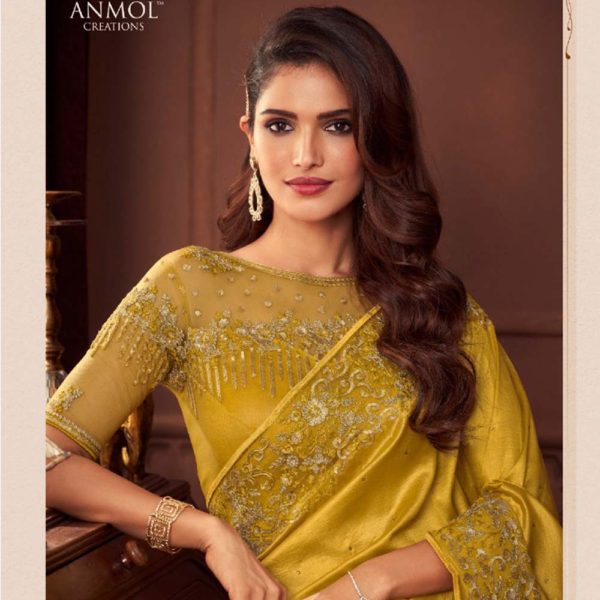 Sri Lankan Yellow Saree Designs