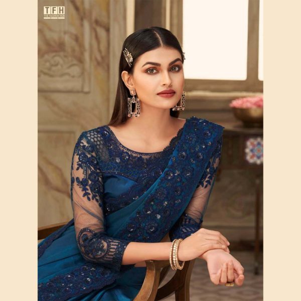 Sri Lankan Saree Designs dark blue