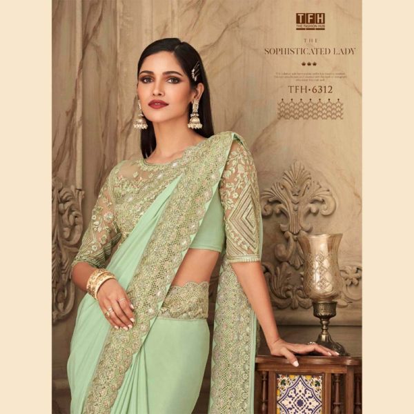 Sri Lankan Saree Designs light green