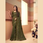 Sri Lankan dark green Saree Designs