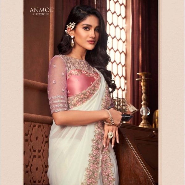 White Wedding Sarees Design