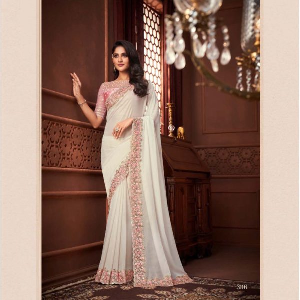 Off white clearance wedding saree