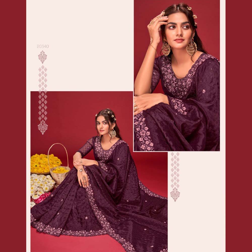 Dark Maroon Homecoming Saree Design - Sri Lanka Online Saree shopping