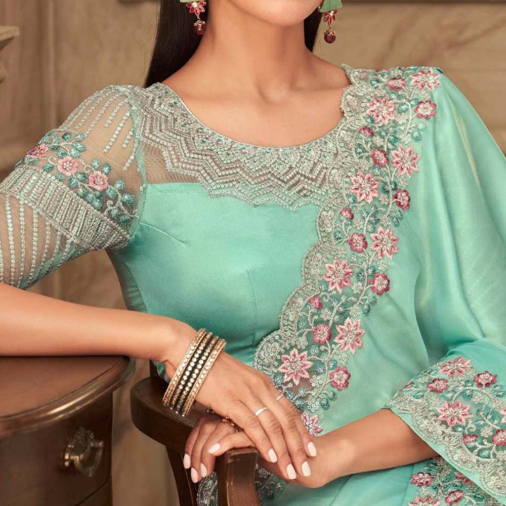 Green Saree Jacket Design - Saree Jacket Online Shopping