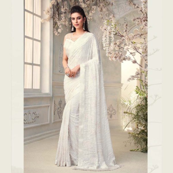 White designer saree hot sale for wedding